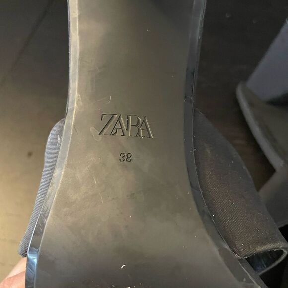 ZARA Black Crossover Heel Sandals Backless Square Toe Women’s EU Size 38 - Picture 8 of 10